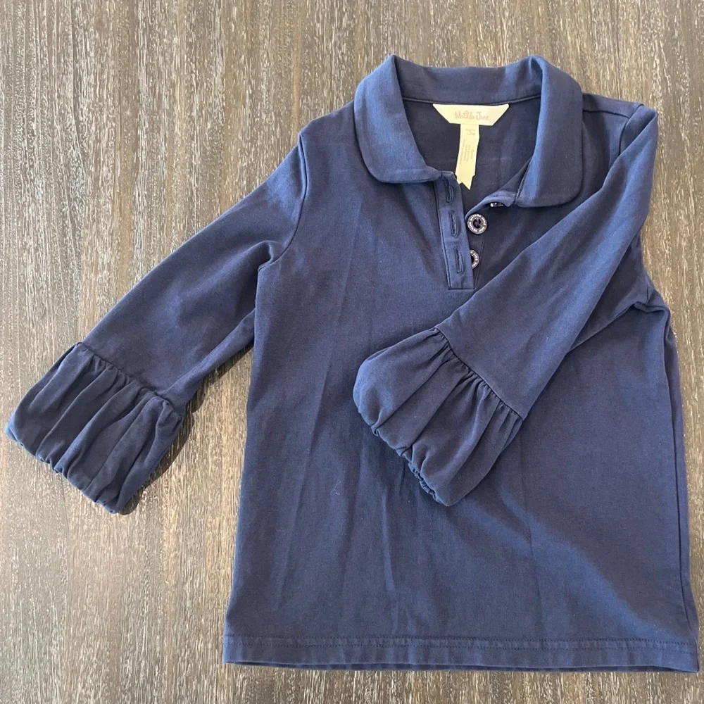 Matilda Jane Puff Sleeve Collared 2 Shirts (1 White and 1 Navy) Size 6